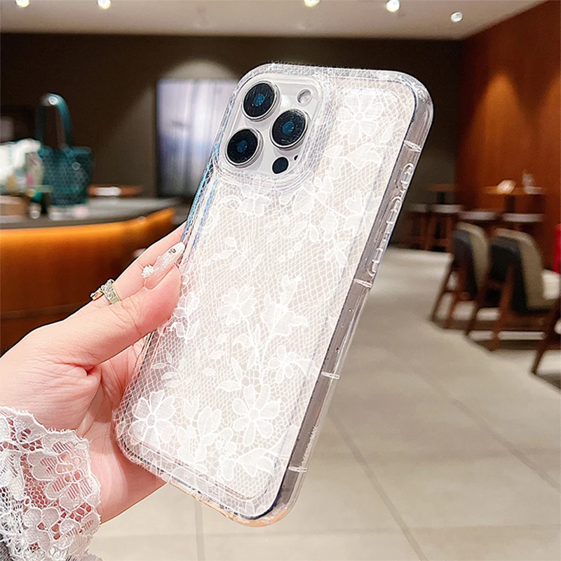 Elegant Lace Design Phone Case - Stylish Protective Back Cover