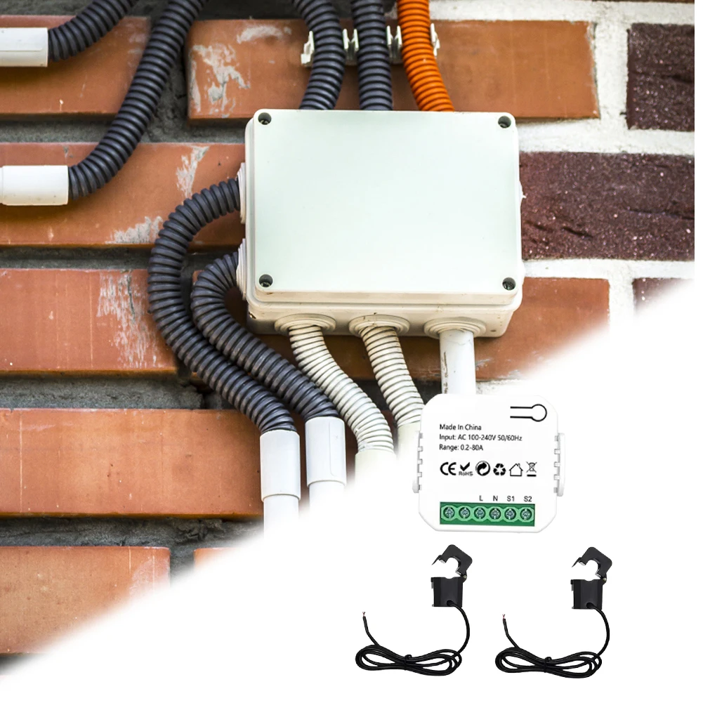 100A WIFI Intelligent Energy Meter APP Control 1/2 Channel KWh Power Monitor 110-240 V 50/60Hz Solar PV Two Way Power Monitor