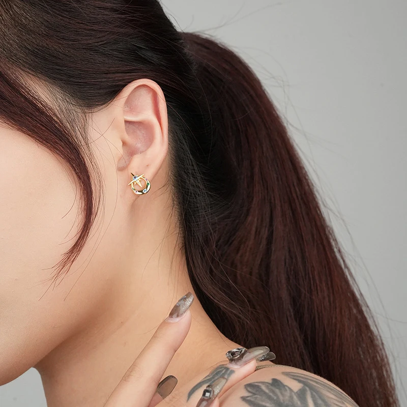 WANTME  스테이트먼트 골드 스타 디자인 스터드 귀걸이, 여성용 패션, 유럽 매력, 웨딩 파티 주얼리 선물