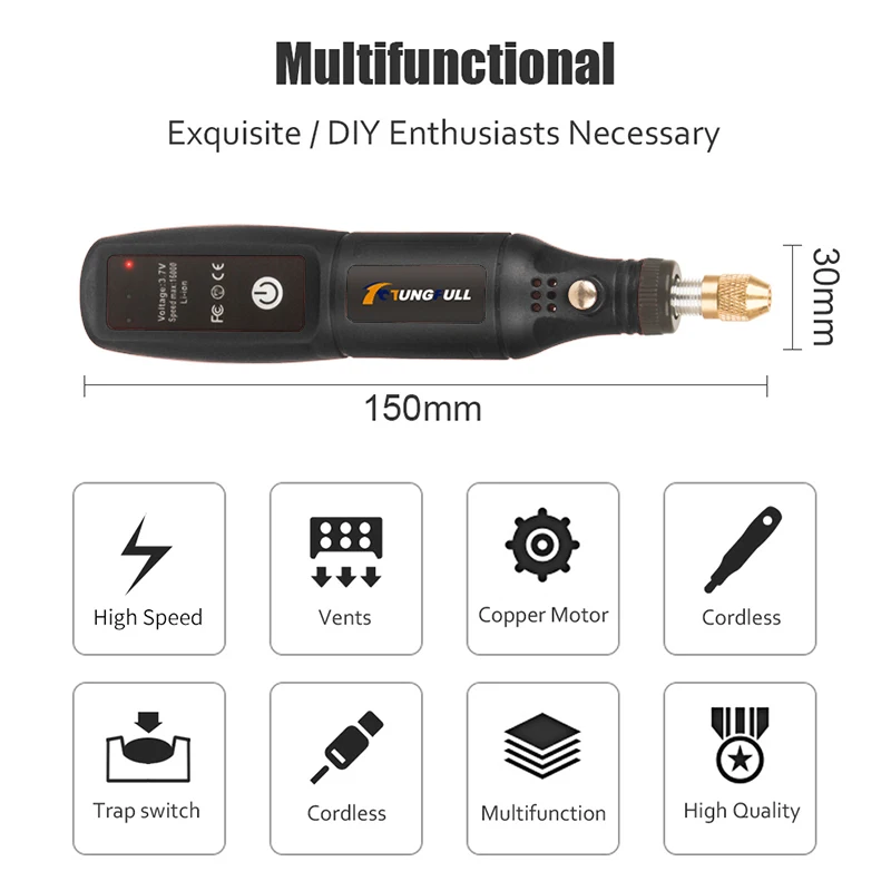 Mini Lithium Electric Grinder USB Cordless Drill Rotary Tool Electric Drill Rechargeable Electric Jade Carving Engraving Pen 5