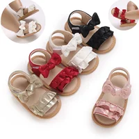 Toddler Crib Shoes Summer Baby Infant Girl Sandals Princess PU Pull Strap Flat Anti-Slip Rubber Sole Light Weight Newborn Girl 1