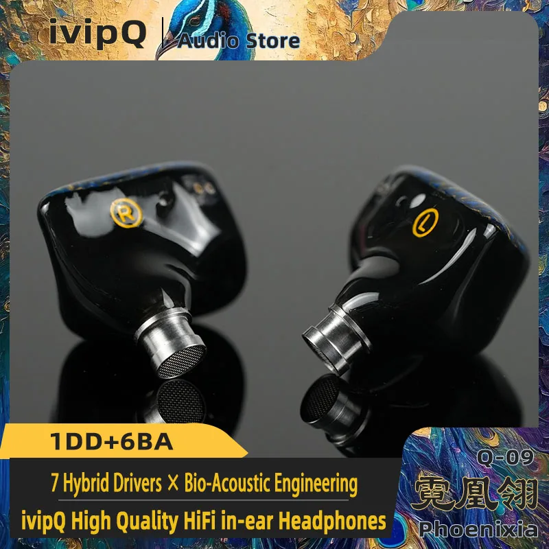 ivipQ-Q09 Phoenixia Sound Balance in Ear HiFi Earphone 1DD+6BA Dynamic Extremely Musical IEMs 4.4mm 2pin Cable, for Musicians 4