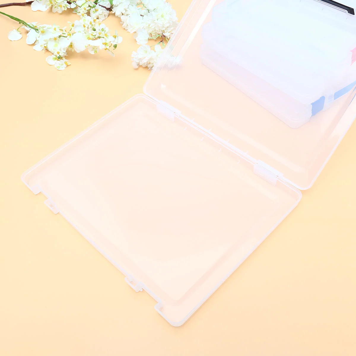 

Transparent Storage Box Clear Plastic Document Paper Filling File Case Portable Ducoment Storage Holder with Black Buckle