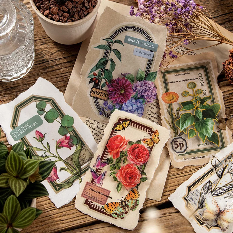 

30 packs wholesale Frame Manor Vintage Literature Art CreativeDecoration Material Sticker Large Size 6 sections