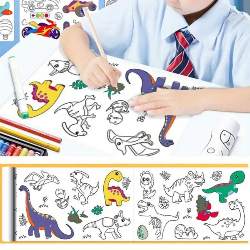 Dinosaur Childrens Graffiti Picture Scroll Coloring Picture Scroll Three Meter Long Pattern Not Repeated Not Dirty Wall 5