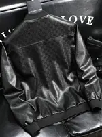 Chaqueta de béisbol de cuero para hombre, chaqueta informal de otoño e invierno, marca de marea, suelta, resistente a la intemperie, autocalentable, forro polar, motocicleta, nuevo 3