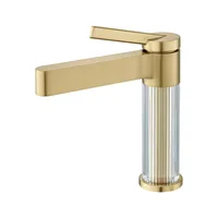 สีเหลืองห้องน้ําอ่างล้างหน้าก๊อกน้ําอะคริลิคทองเหลืองเย็นน้ําร้อนอ่างล้างจาน TAP 5