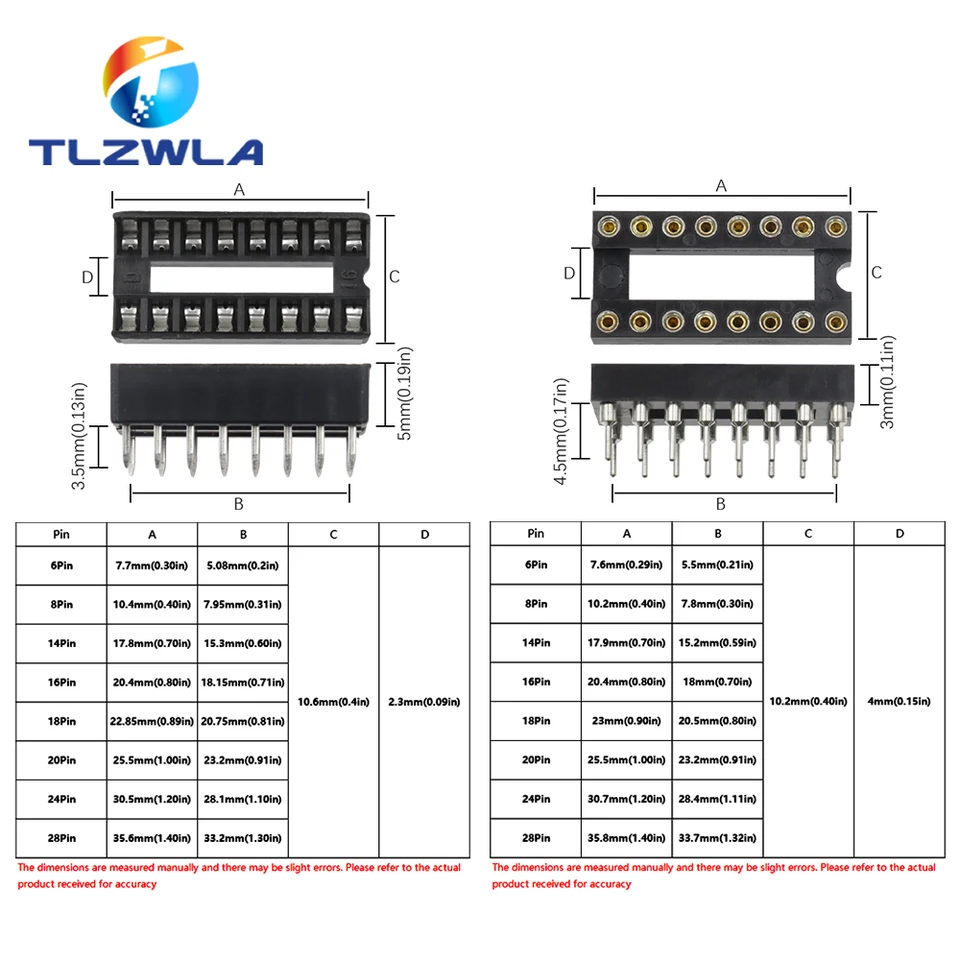 Set Adattatori IC Per Saldatura - 66 Pezzi Per Pin 6,8,14,16,18,20,24,28, Ideale Per DIY E Riparazioni PCB - Foto 3