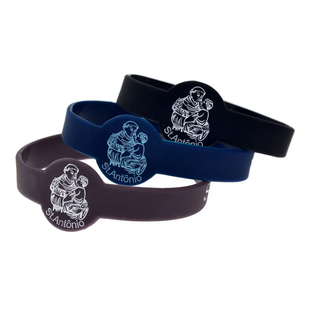25 Stück St. Antonius 'Rogai Por Nos' Jesus Silikon-Armband Uhrenform-Design Katholischer Andachts-Schmuck Armband