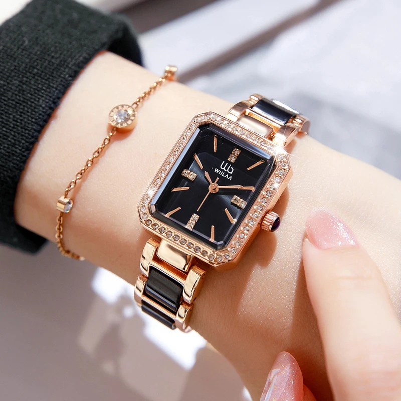 WIILAA Ladies Watches Fashion Casual Waterproof Square Creative Steel Bracelet Wristwatch Women Dress Small Watch Montre Femme
