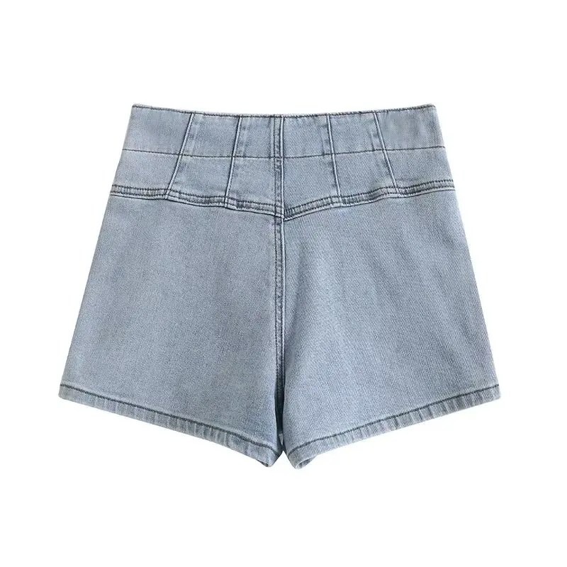 Jenny&Dave High Waist Bermuda Hot Shorts Women Ins Fashion Blogger Retro Elastic Denim Shorts Ladies Summer