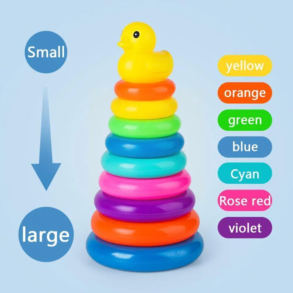 Stacking Puzzle Toys Cup Stacking Toys Stacking Toys Toddler Toy Tower Cup Stacking Duck Baby Toy Montessori Educational Kids Bathtub Toddler Rainbow Tower Stacking Bathe Circle