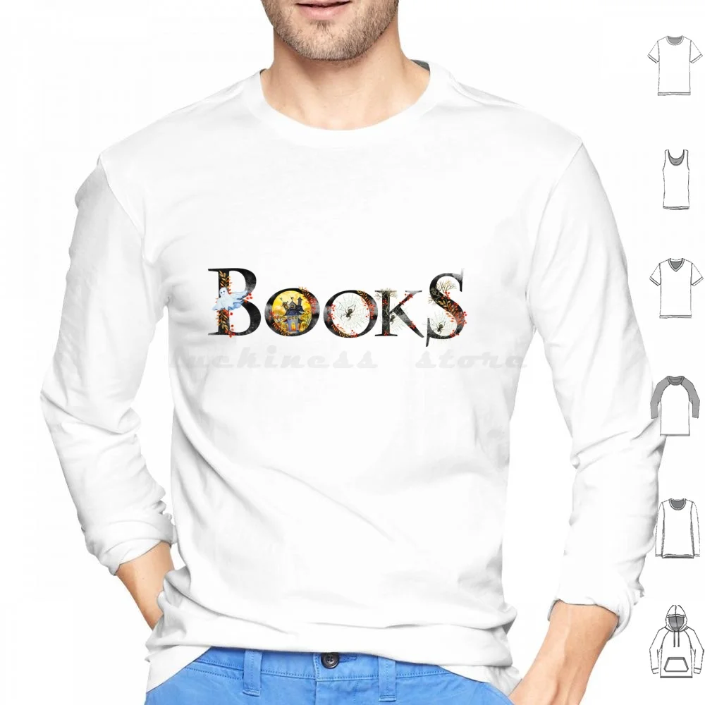 

Halloween-Books Theme Hoodie cotton Long Sleeve Bookworm Bookaddict For Bookworms Collecting Books Reading Reader Bookish