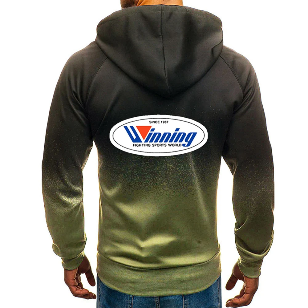 Cotton Gradient Color Mens Hoodie Zipper Pullover Sweatshirt