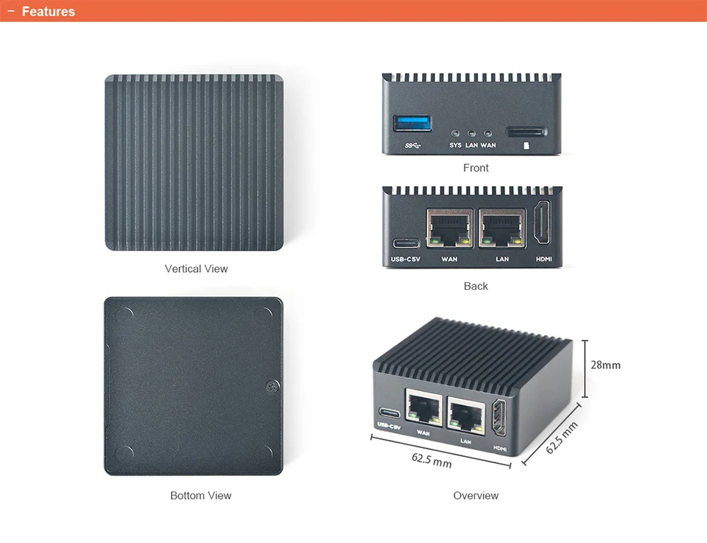 NanoPi R3S-LTS Router Dual-Gbps Ethernet Ports Rockchip RK3566 SoC 2GB LPDDR4X D