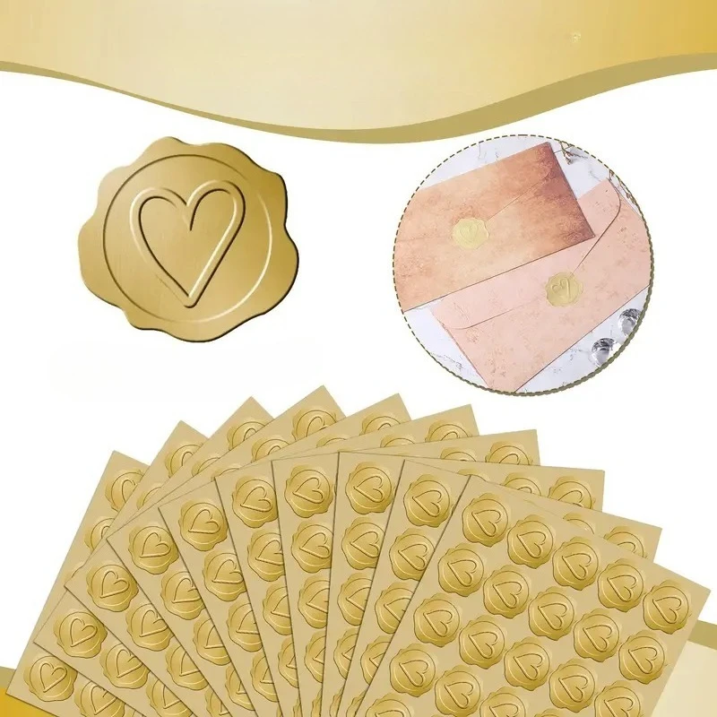 Premium Embossed Heart Stickers Self-Adhesive Envelope Seals for Wedding Invitations Party Decor Gift Wrapping DIY Love Crafts