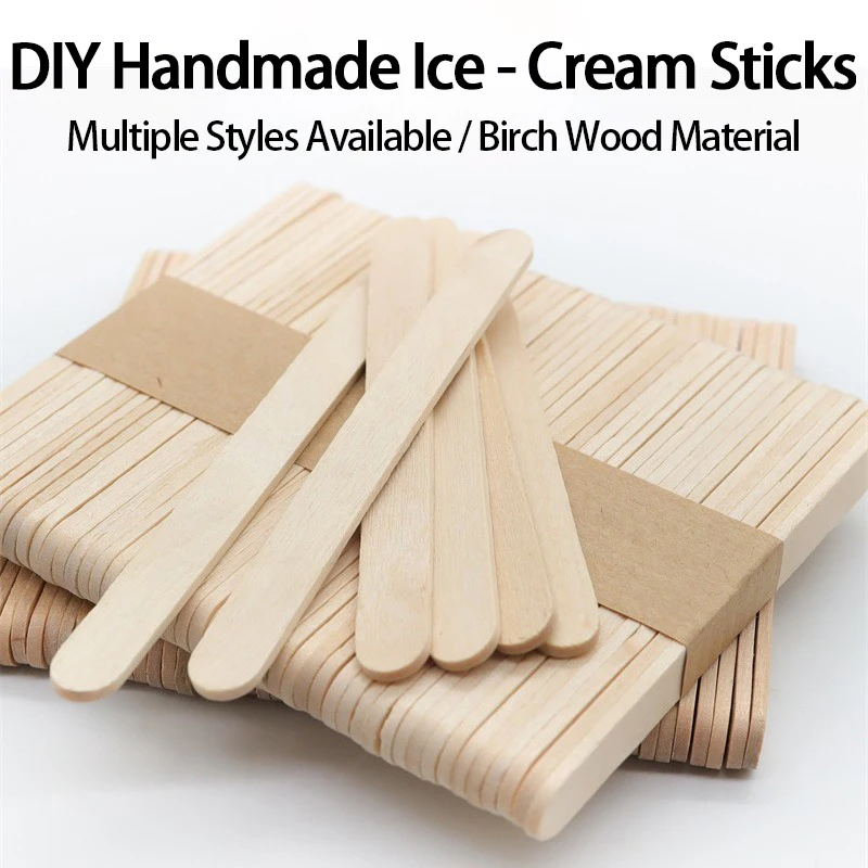 50/100pcs Ice Cream Sticks Wooden Popsicle Sticks Hand Crafts DIY Wooden Decoration BJL003 3