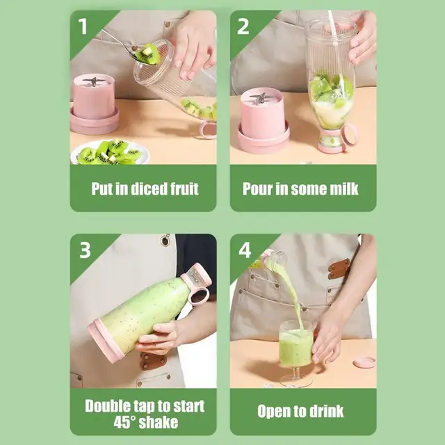 Hordozható Juicer Blender Kis Blade Cup Gyümölcs Electric Smoothie Mini Gyors Palack Gyümölcskeverék Extraktorok - Image 4