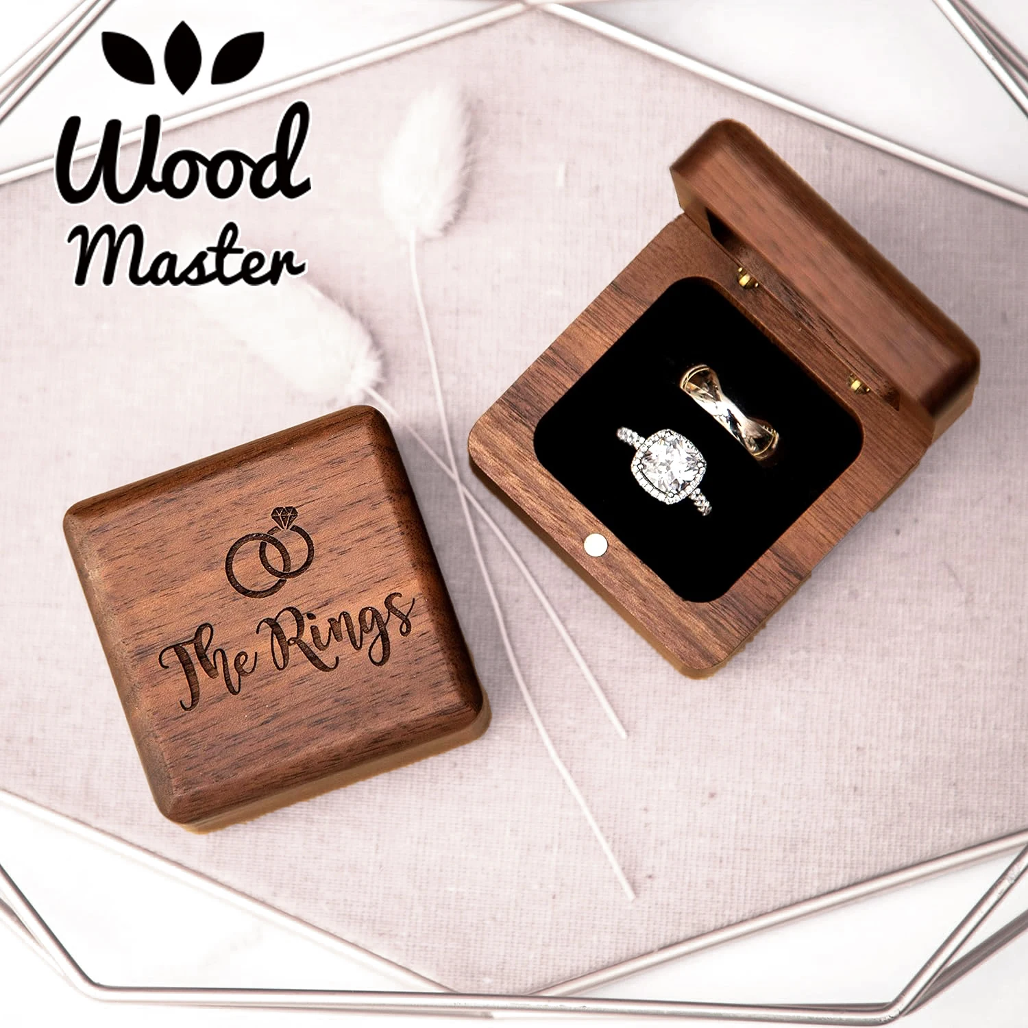 

Personalised Wedding Ring Box Custom Wood Wooden Anniversary Gift Wedding Ring Keepsake Engraved Ring Bearer Boxes