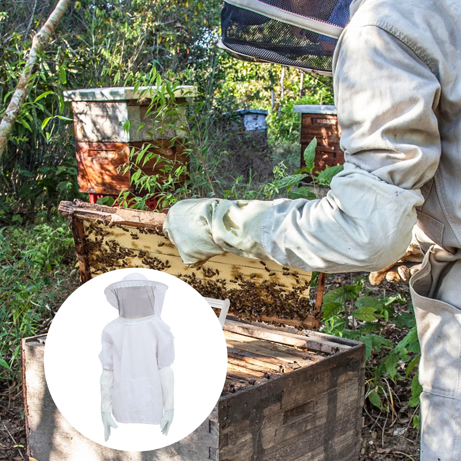 양봉가 모자 타입 작업복, 양봉가 장갑, 양봉가 장갑, 양봉가 장갑, 1 세트