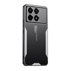 Luxury Laser Carved Metal Shockproof Aluminium Alloy Back Phone Cover for Xiaomi Poco C51 (Silver)