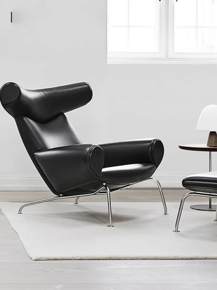 

High quality cow chair leather single sofa chair light luxury designer leisure chair medieval furniture vanity chair