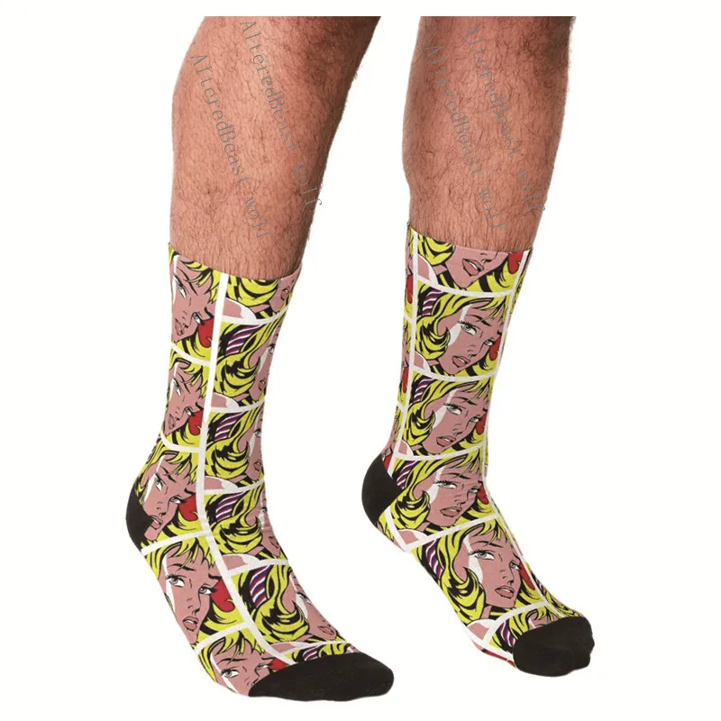 

Men's Funny socks Comic Girl Ribbon Girl Socks harajuku Men Happy hip hop Novelty cute boys Crew Casual Crazy Socks for men