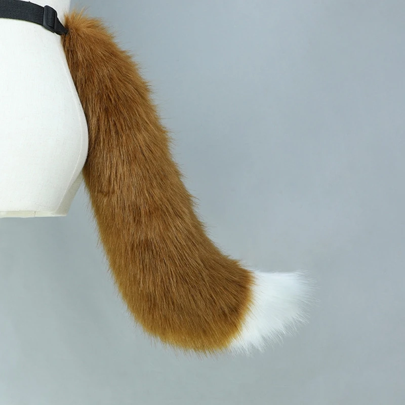 Cute Fur Furry Fox Tail Adjustable Belt Fox Tail Cat Party Christmas Costume Props Funny Cosplay Xmas Anime Accessories