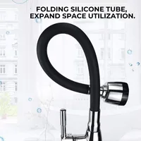 Modern 304 stainless steel kitchen faucet with silicone hose - adjustable, ceramic valve core, no electricity required. 4