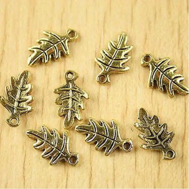 

40pcs 14.9x8.9mm dark gold-tone leaf charms findings h1841
