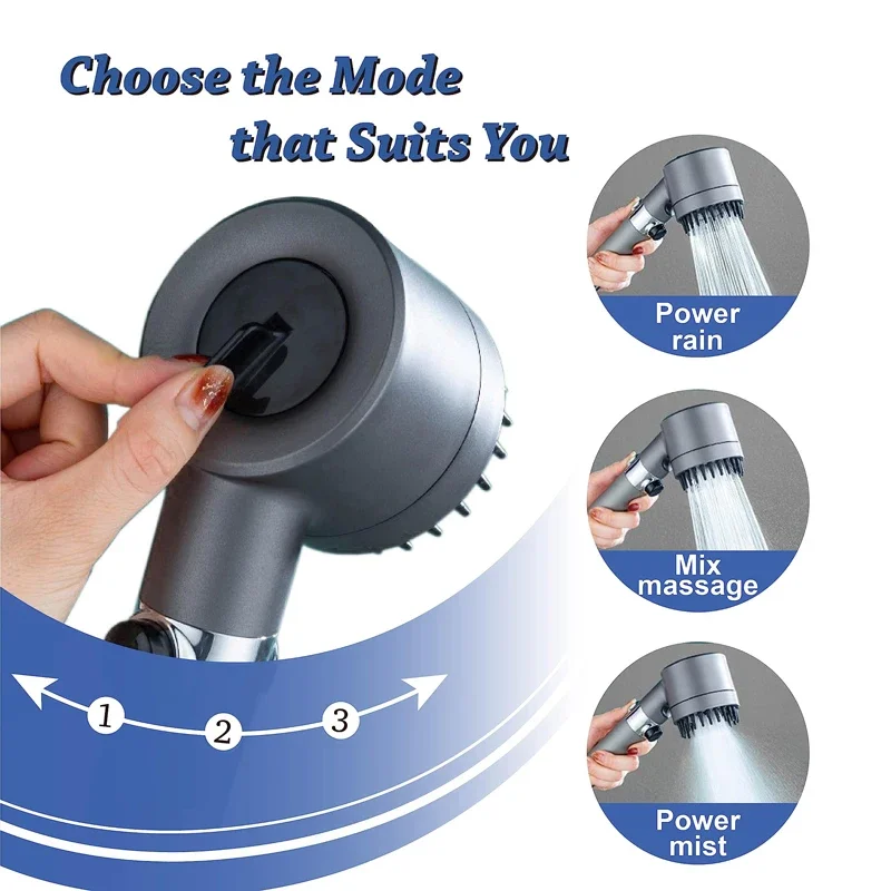 Multi-Functional Shower head 3 Modes Water Purifier Shower Filter High Pressure Adjustable Water Output Massaging Head Body