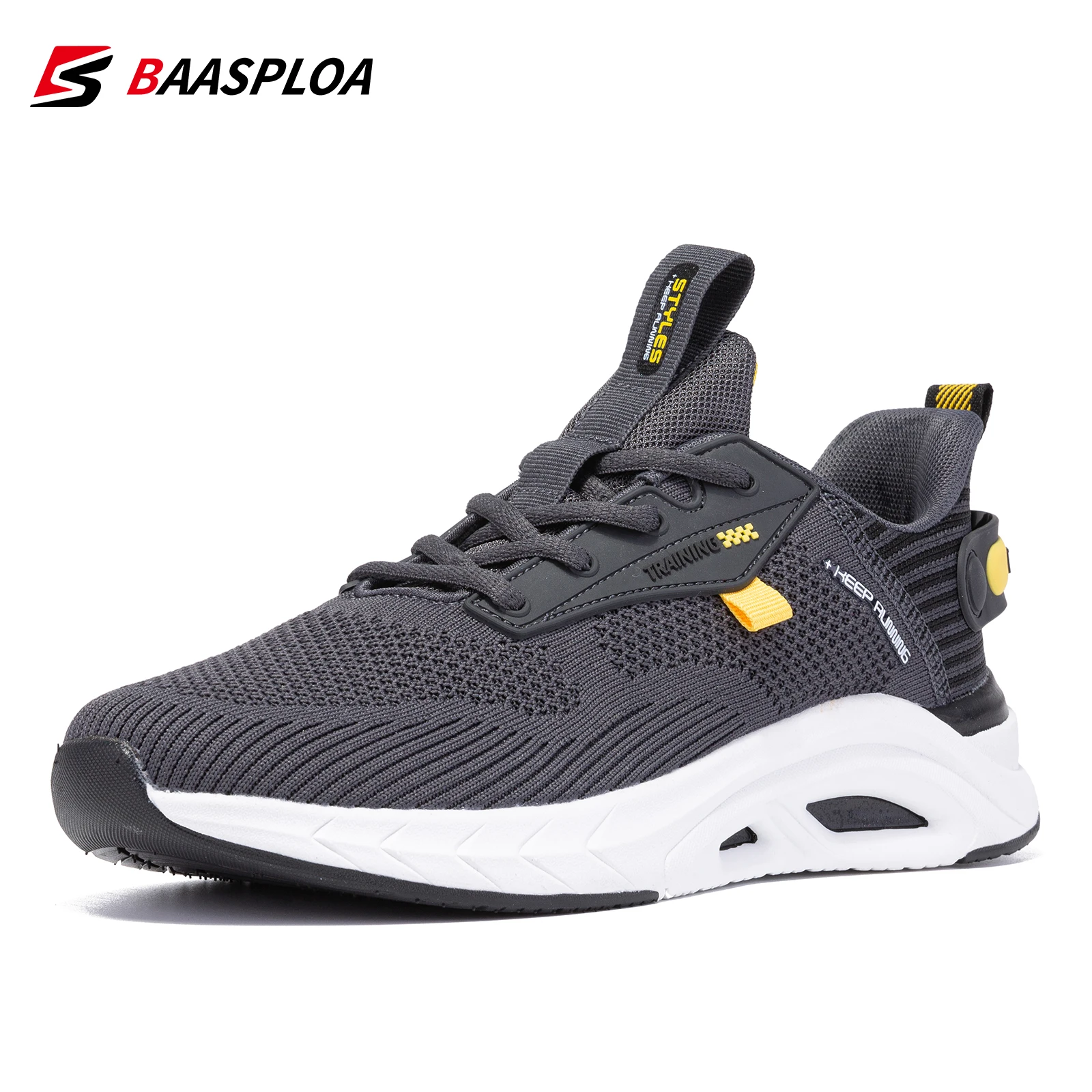 Baasploa 2023 New Men Knit Running Shoes Breathable Sneakers Original Light Shock Absorption Male Tennis Shoe Casual Sneaker