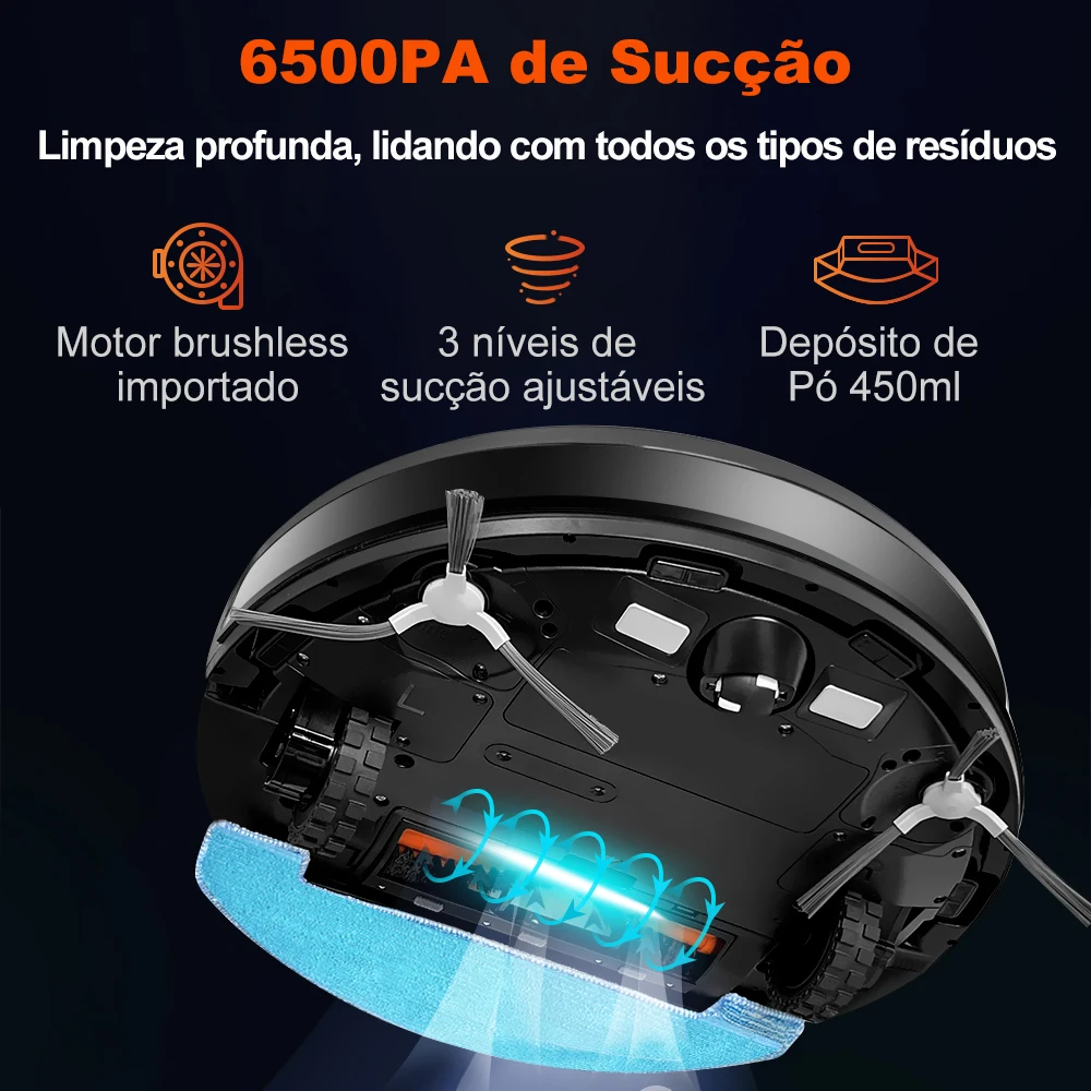 (Código: BRL888)Aspirador Robô ABIR X9, Navegação a Laser, Sucção 6500Pa, Mapeamento Multiníveis, Lâmpada UV Dupla, Controle Inteligente de Áreas, Tecnologia Auto Carpet Boost, Versão Atualizada do X8,Bivolt