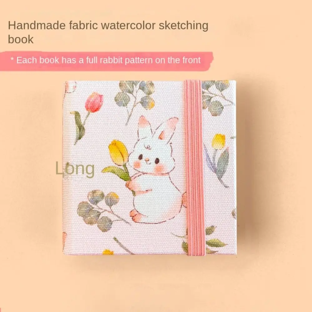 Flower Mini Fabric Watercolor Book Paper Pad 20 Sheets Watercolor Sketchbook Square Portable Mini Painting Book kraft paper sketchbook