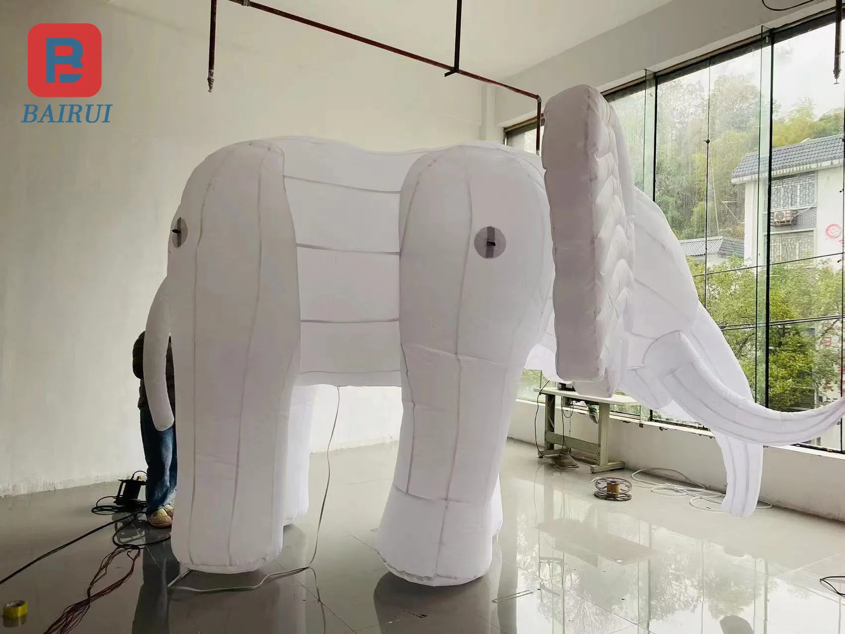 Giant inflatable pure white elephant model amusement park circus interactive bar stage animal model decoration layout 4