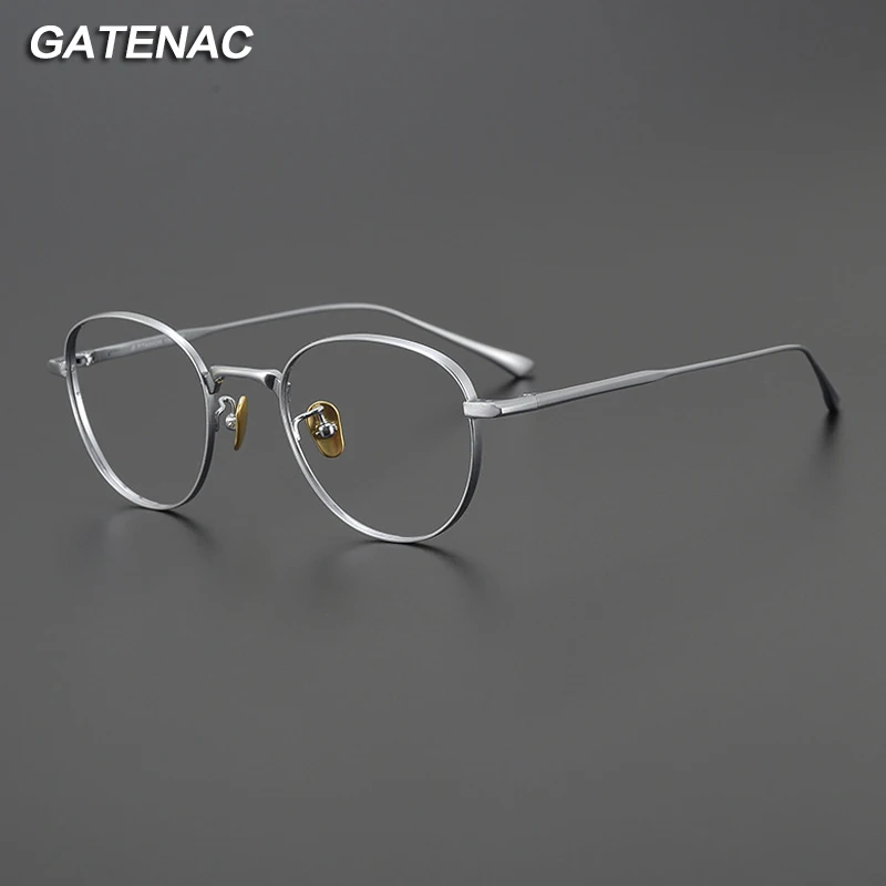 Vintage reine Titan Brillen Rahmen Männer Retro Myopie optische Brille Rahmen Frauen Luxusmarke kleine Brille