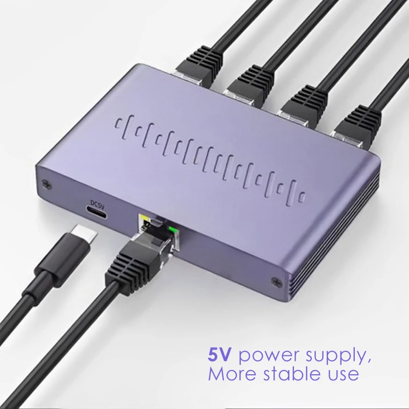 High-Speed Gigabit Ethernet Splitter - 1 In 4 Out RJ45 Cat6 LAN Internet Extension Coupler