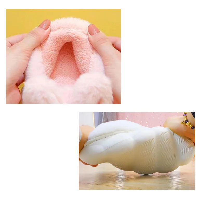 Fashion Girls Kawaii Bunny Slippers with Ears High Platform Small Girl Increaing Height shoes Indoor Short Plush Warm Slippers 5