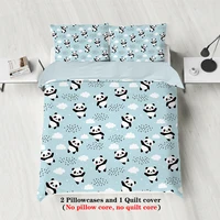 3 pieces of duvet cover set (1 duvet cover + 2 pillowcases, coreless), cute panda digital printing bedding set, soft, warm, skin 2