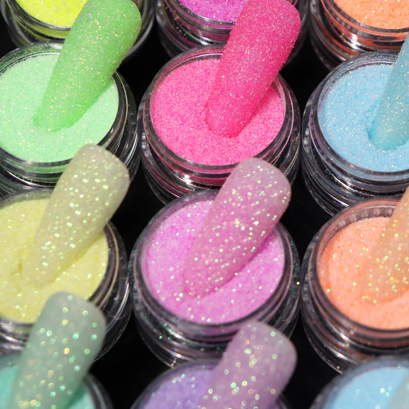 Nail Powder Acrylic Nail Powder 6Color/Set Iridescent Glitter Sugar Nail Art Shiny Powder Dust Sparkly Chrome Pigment Manicure Decoration DIY For Nails Supplies