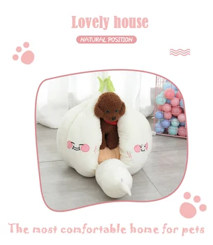 Funny Garlic Cat Bed Mat Soft Warm Pet Cat House Soothing Cat Bed for Dog Cat Sitting Home Puppy Sleeping Plush Nest Cave 2