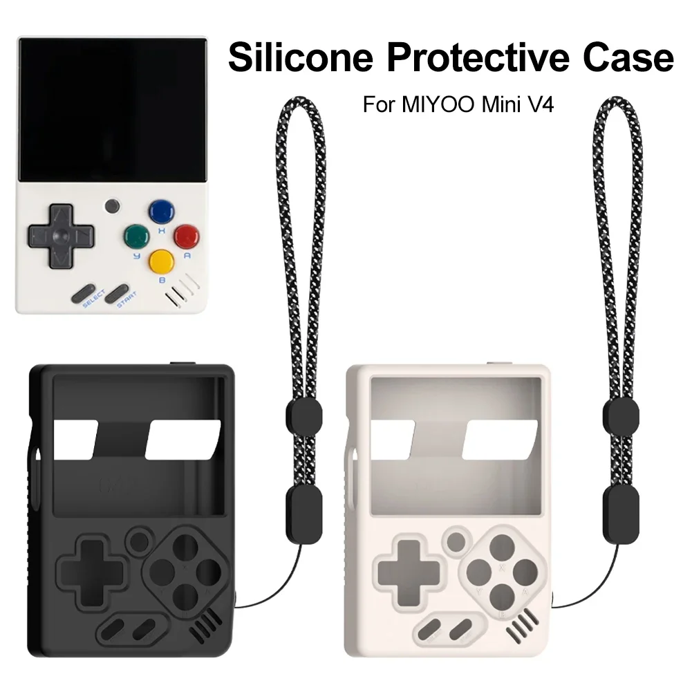 Silicone Case Anti-Scratch Protective Case with Lanyard Soft Skin Cover Case Protector Cover for MIYOO Mini V4 Game Accessories