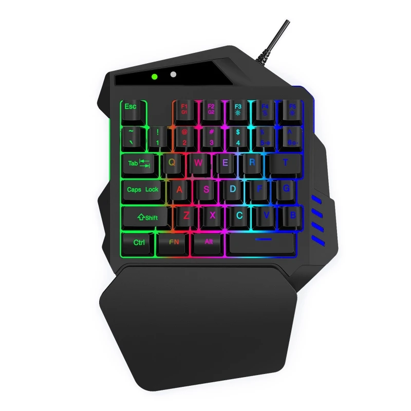 

Mini Gaming Keyboard Mobile Tablet One-handed Wired Game Keypad for pubg CF