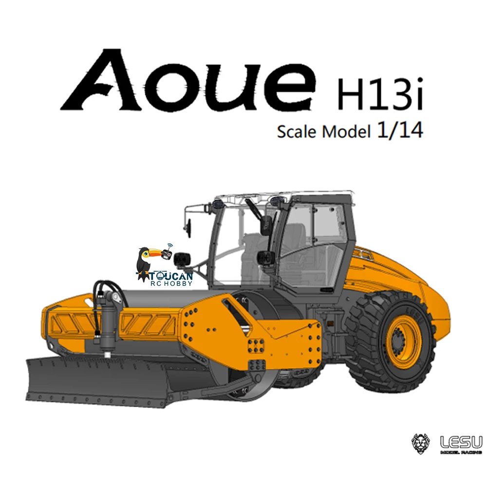 Instock LESU 1/14 RC Hydraulic Road Roller Metal Remote Control Model W/ Scraper Sound Light System Aoue-H13 DIY Toy Painted RTR 6