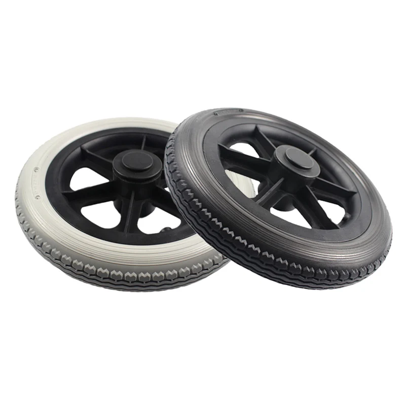 12-Zoll-PU-Rad, professionelles Rollstuhl-Hinterrad, Ersatzteil, Werkzeug, 12 1/2 x 2 1/4 solides, nicht pneumatisches Reifenrad – Detail 3