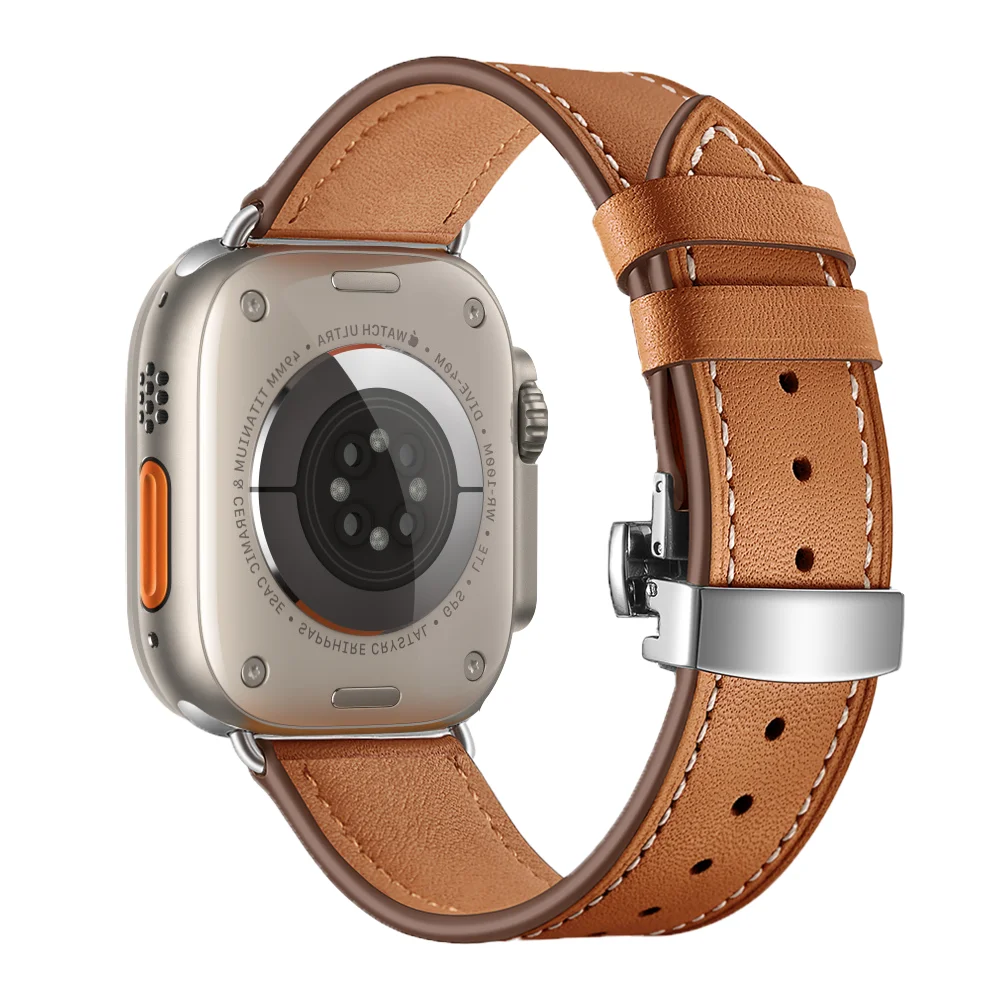 Lederarmband für Apple Watch 45mm 41 44 40 42 46 38 Ultra 49mm Uhrenarmband für Iwatch Serie 12 11 10 9 8 7 6 5 4 Armband – Detail 1