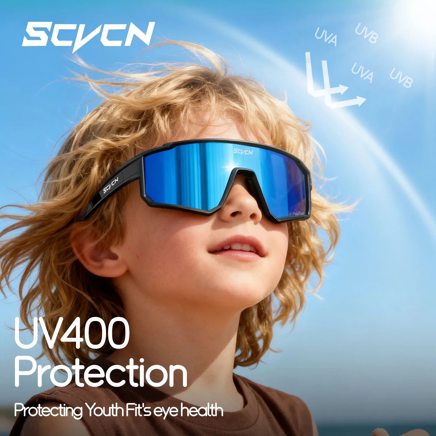 SCVCN Kids Polarized Cycling Sunglasses Sports Photochromic UV400 Boy Baseball Glasses Outdoor Eyewear Running Hiking Sunglasses