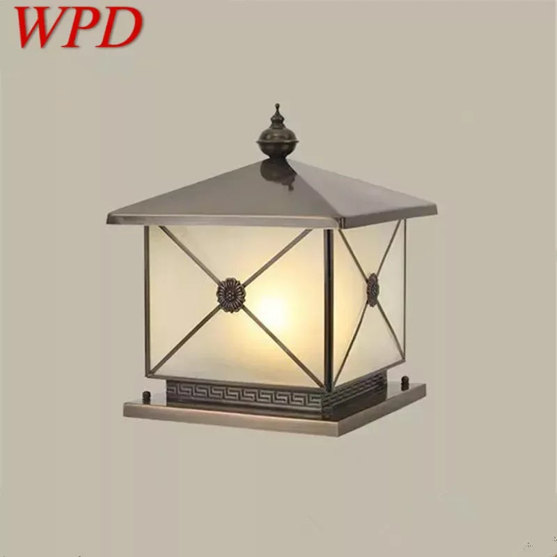 

WPD Outdoor Electricity Post Lamp Vintage Creative Chinese Brass Pillar Light LED Waterproof IP65 for Home Villa Courtyard