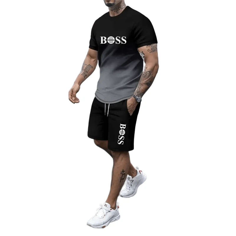 Sports Suit Sports Set Tracksuit Set Outdoor Suit Set Shirt and Shorts Set Hawaiian Shirt and Shorts Set Men Denim Jacket Pants Set Men's fashionable sportswear summer wear men's fitness wear short sleeved T-shirt and shorts quick drying 2-piece set