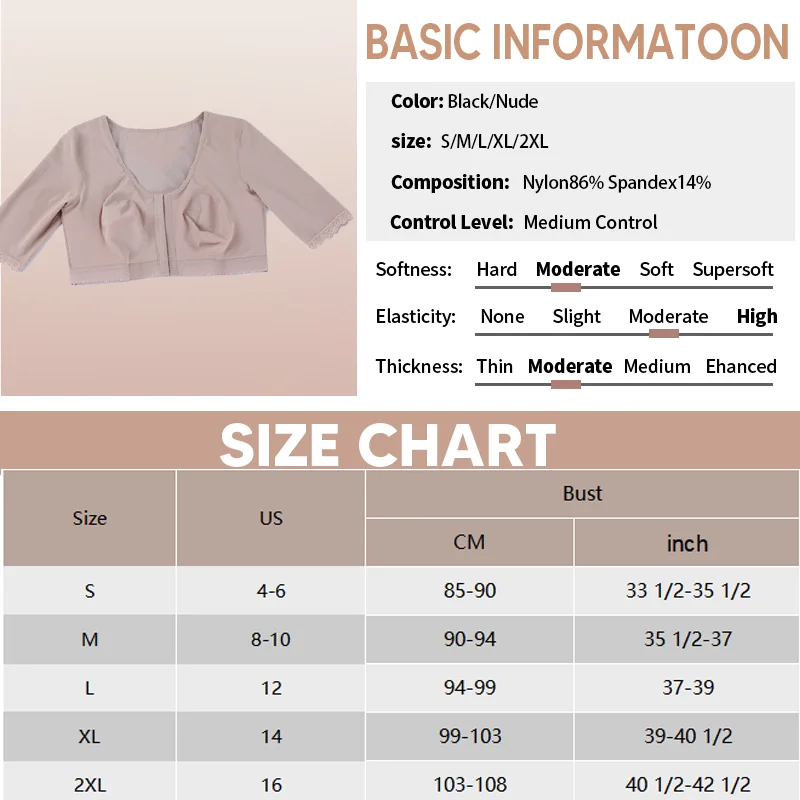 Women Arm Shaper Compression Half Sleeve Body Shaper Humpback Posture Corrector Shoulder Breast Support Push Up Tops